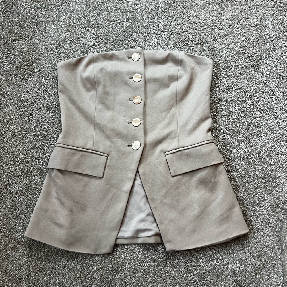 Aqua Beige Strapless Top